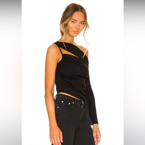 Current Style Superdown Pixie Asymmetrical Top in Black - Picture 3 of 9